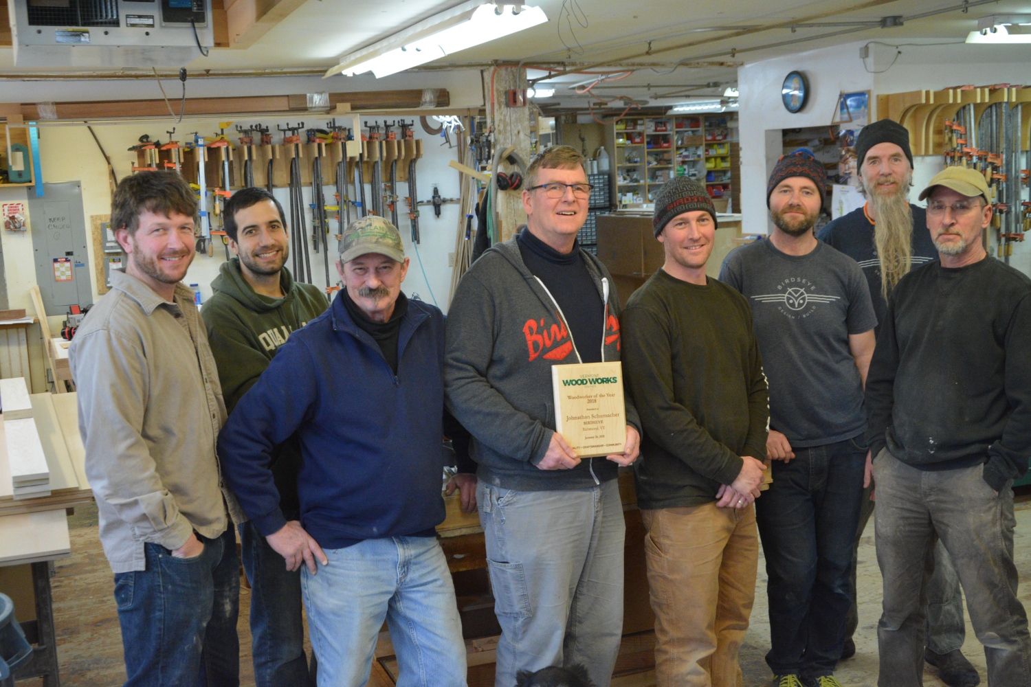 Birdseye woodshop awarded “2018 Woodworker of the Year”  by the Vermont Wood Works Council.